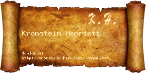 Kronstein Henriett névjegykártya